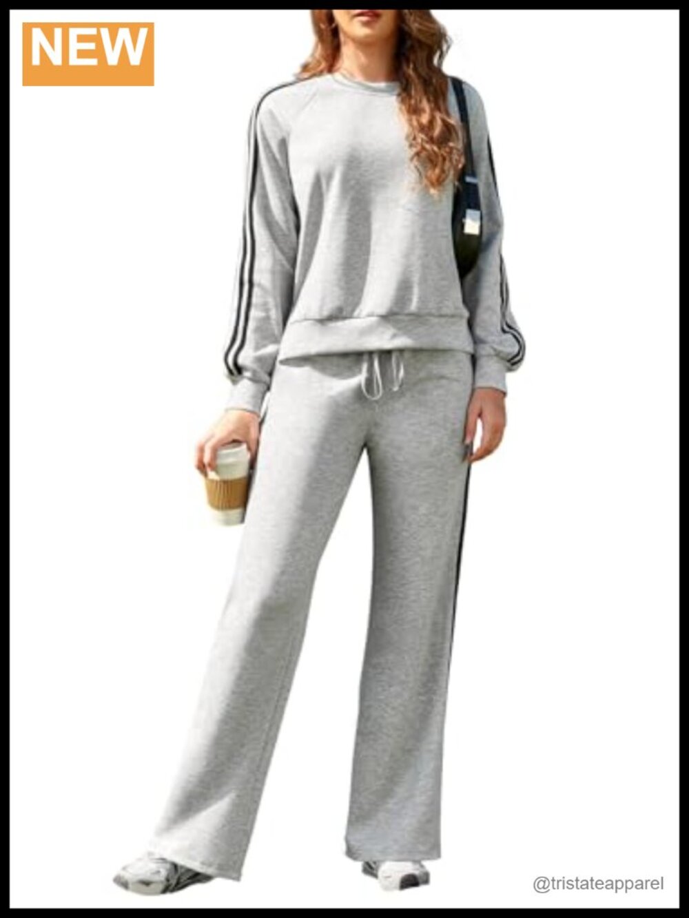 Women's 2 Piece Lounge Set Long Sleeve Sweatshirt Wide Leg Pants Sweatpants
